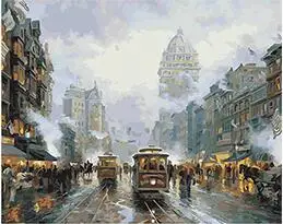 cioioil-T461 San Francisco Market Street DIY oil painting by numbers large wall pictures framed wall for the living room 40x50cm