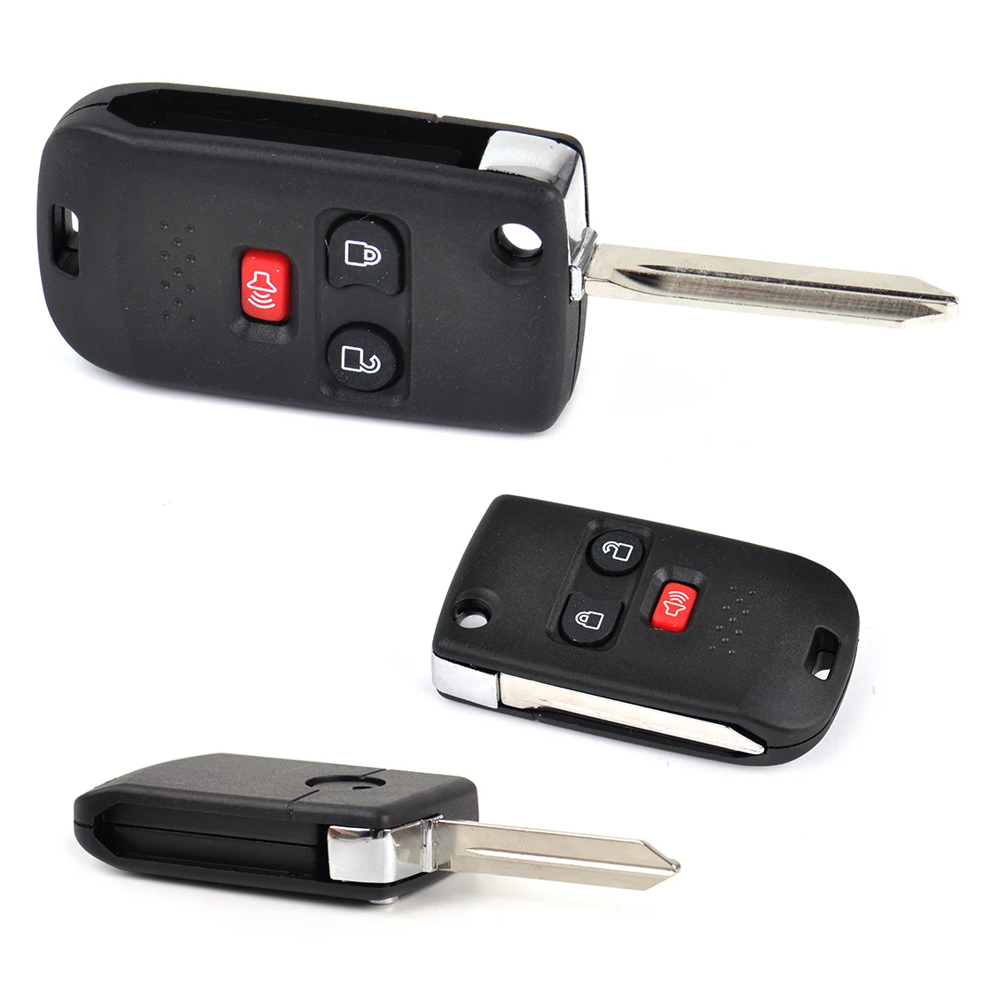 

DWCX Car 3 Button Flip Folding Remote Key Shell Case Fob for Ford F-150 F-250 Escape Expedition Freestar Mercury Mazda B2300