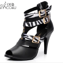 DILEECHI/черная обувь для латинских танцев из натуральной кожи под змеиную кожу; женские высокие открытые сапоги; вечерние туфли для сальсы