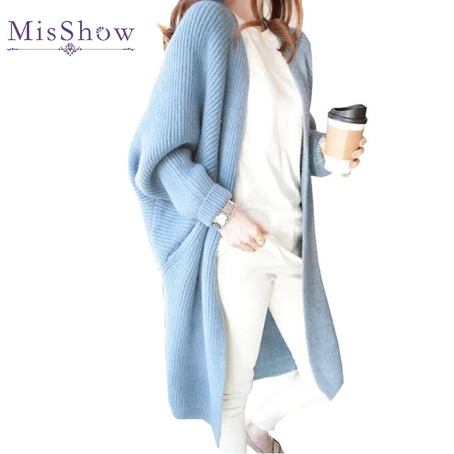 

Long Cardigan Autumn Winter Women Sweater Ladies Solid Knitted Overcoat Casual Loose Poncho Female Oversized Sweater