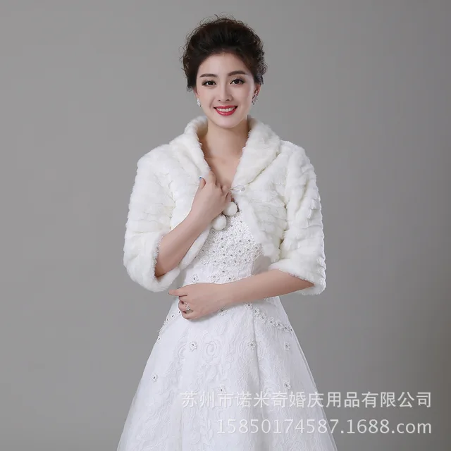 Price In Stock Warm Faux Fur Bridal Shawl Winter Cloak Women Boleros Para Novias Wedding Wraps Jackets For Sale Cape Mariage