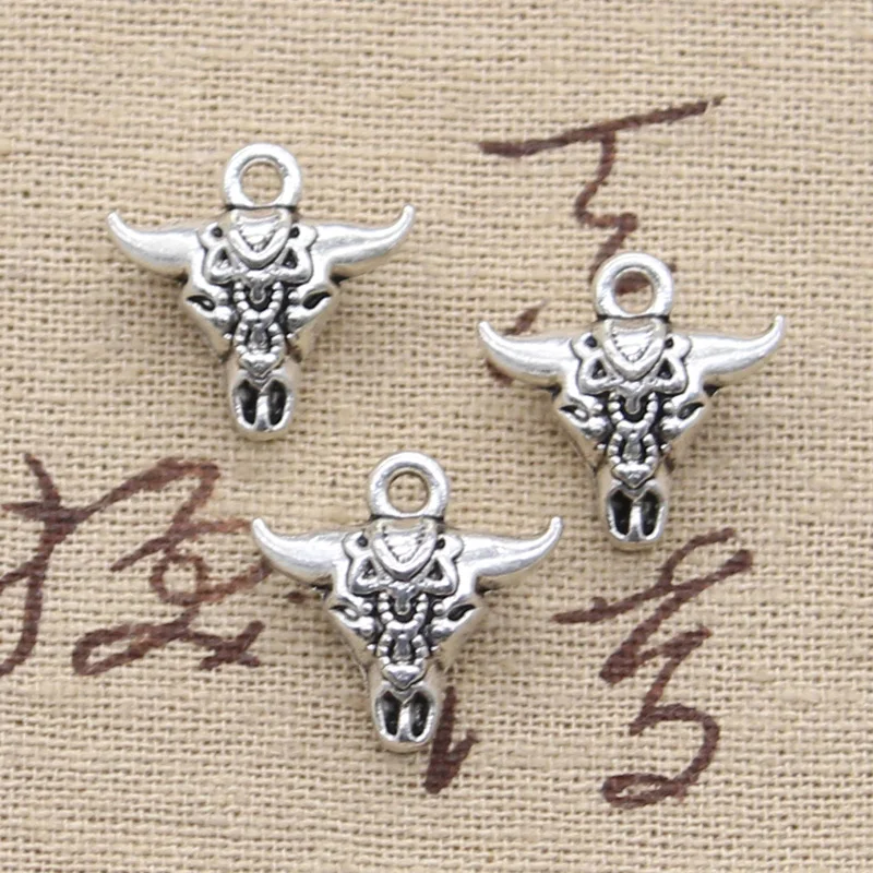 

4pcs Charms skull bull ox star head 17x16x7mm Antique Making pendant fit,Vintage Tibetan Silver,DIY bracelet necklace