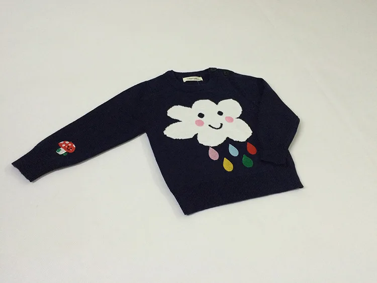 Хлопковый вязаный свитер для девочек верхняя одежда с рисунком облако дождь для маленьких мальчиков и девочек детская одежда с длинными рукавами свитера для маленьких девочек