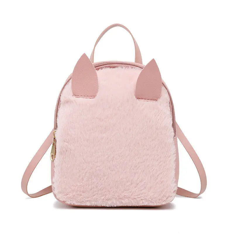 

Cute plush rabbit ears mini backpack women's casual new shoulder bag fashion school bag