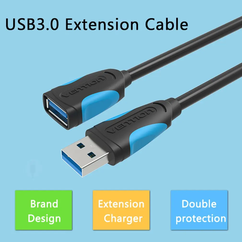 

USB 3.0 Extension Round Cable Male To Female High Speed USB3.0 Extender Data Sync Cord 0.5m 1m 1.5m 2m 3m for PC Laptop