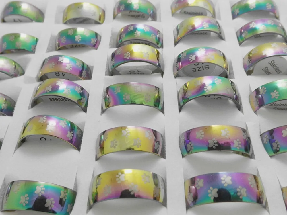 Оптовая продажа 50 шт 8 мм Цветные внутренние дуговые кольца из нержавеющей стали