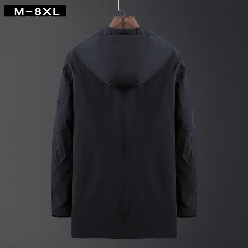 Размера плюс 4XL 5XL 6XL 7XL 8XL Для мужчин, модная зимняя куртка с капюшоном и Куртка с воротником 75