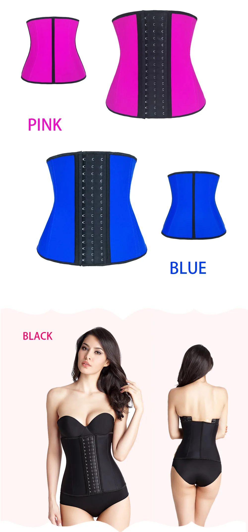 NB1066-Atbuty Latex Waist Trainer Plus Size Corset Women's 9 Steel Boned Workout Waist Cincher Underbust Body Shapewear Girdle (8)