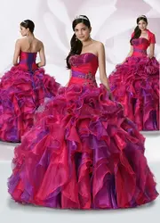 Красивые цветные пышные платья Пышное с оборками 2016 г. Модные пышные платья с бисером и кристаллами vestidos de quinceaneras QD020