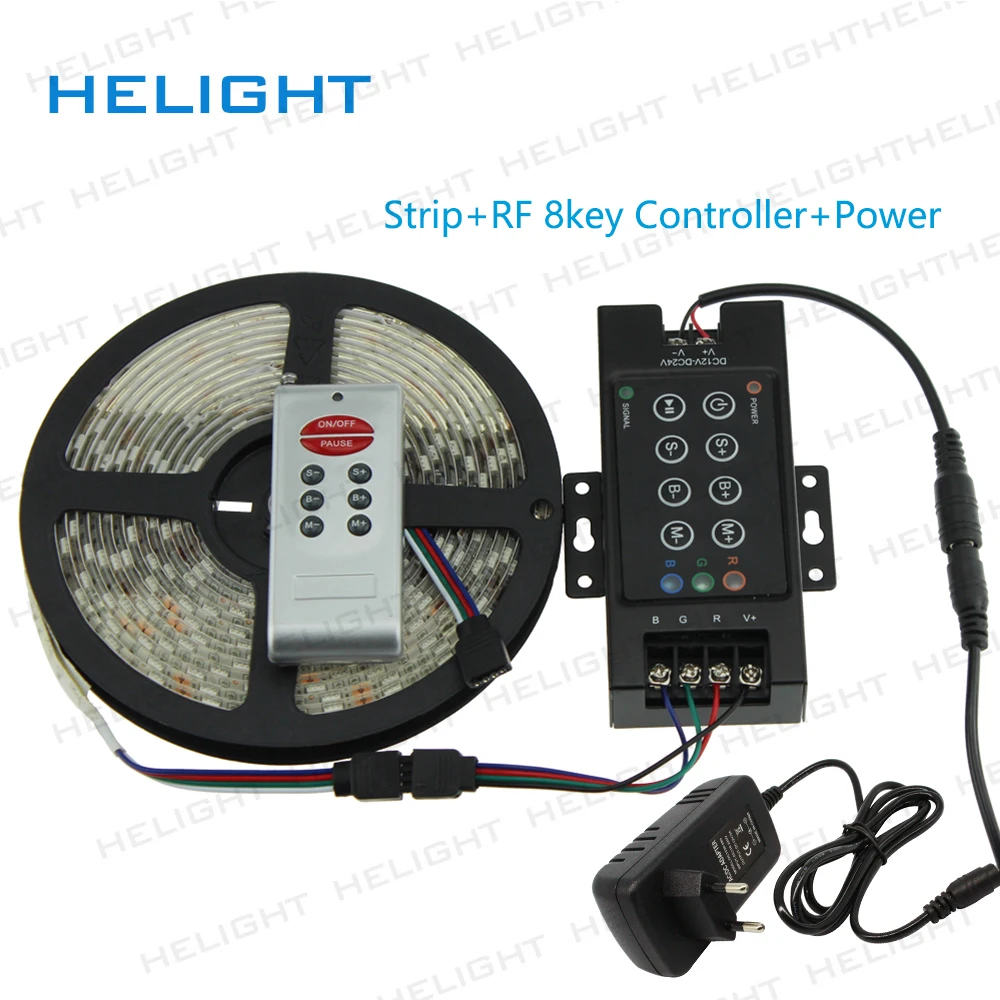 5 м 150 светодиодный 5050 RGB светильник + Беспроводной RF 8key 30A контроллер DC12 24V 12 В 3A