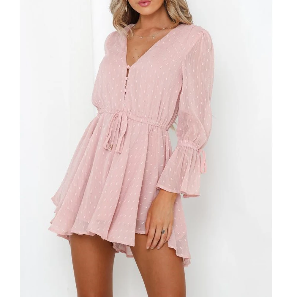 

Tosheiny 2019 Women Sexy V Neck Long Sleeve Print Jumpsuit Female Casual Rompers Playsuit TH0170