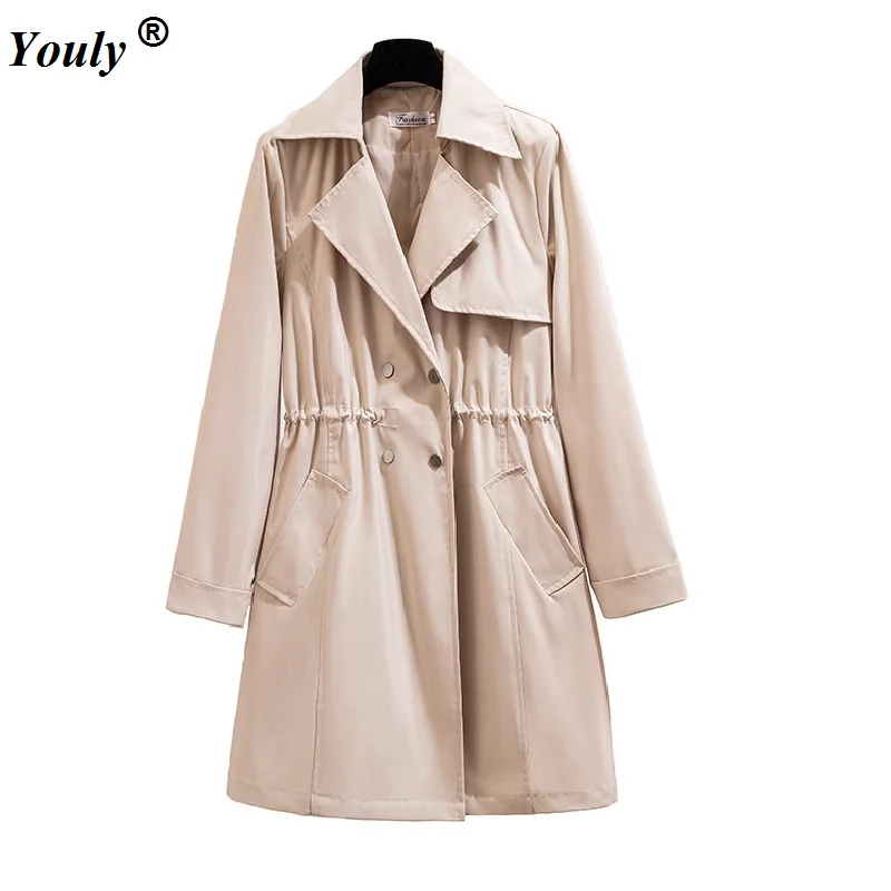 Autumn Winter Women Trench Coat 2021 Casual Loose Medium Long Outerwear Brand Classic Breasted Trench Coat Office Ladies Trench 2021 deep brown herringbone tweed long coat custom dark brown medium long jacket mid length coats mid length casual winter coat