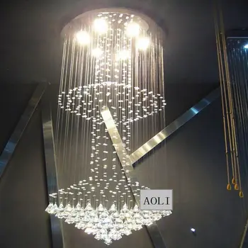

2016 hot selling modern 2 layers crystal chandelier lampada led living room lamp led e27 Di50cm*H120cm lustres hanging light