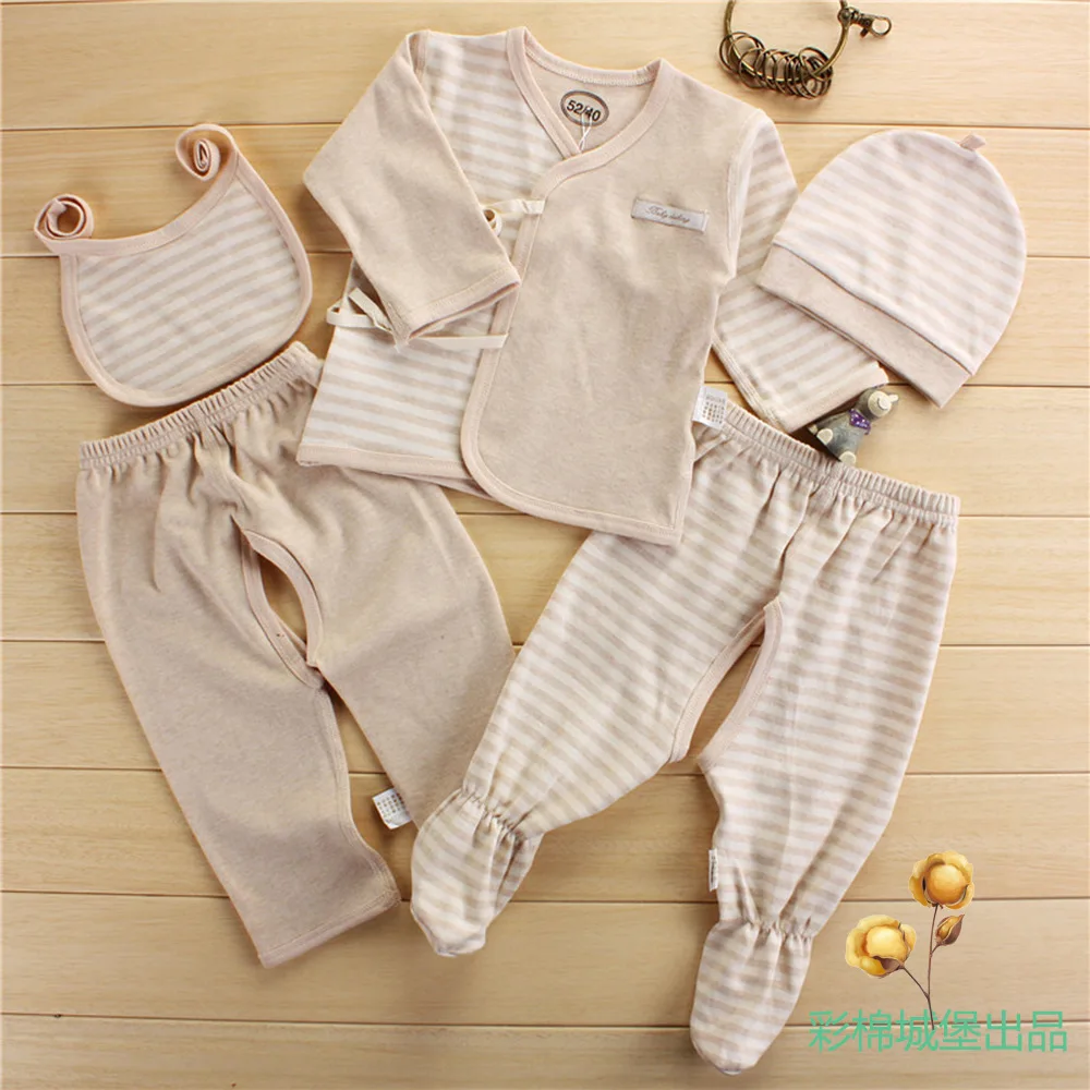 5 шт./компл. комплект одежды для новорожденных мальчиков и девочек из чистого хлопка в полоску, милая удобная мягкая одежда для малышей