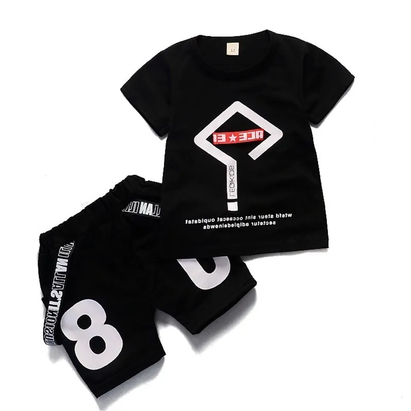 2019 طفل الصيف الملابس طفل الأطفال الصبي إلكتروني الطباعة 2 قطعة الدعاوى نمط الأزياء لون نقي الرضع مجموعة ملابس رياضية