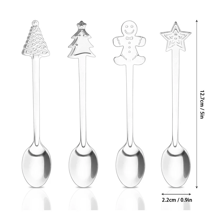 LMETJMA 4 шт./компл. Рождество Кофе нержавеющая сталь для ложек Кофе ложка для малыша пить Чай ложка Рождественская посуда KC0167