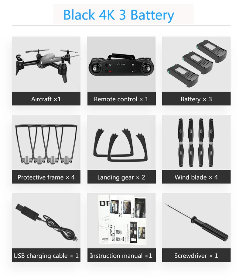SG106 Радиоуправляемый Дрон оптический поток 1080P HD Двойная камера в реальном времени воздушный видео RC Квадрокоптер самолет позиционирование игрушки RTF дети - Цвет: Black 4K  3Battery