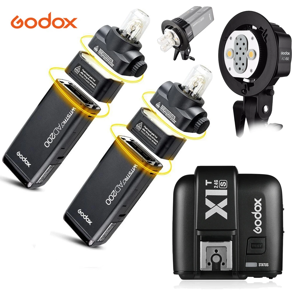 Godox карман Открытый Вспышка 2X AD200 2 4G Беспроводной 200WS ttl HSS 1/8000 s синхронизации + AD B2