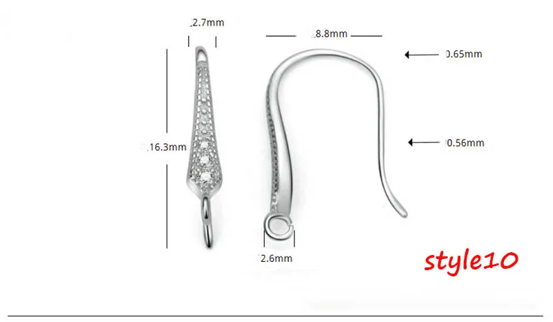 2 шт покрытые серебром 925 крючок для сережек, циркон, кристалл, застежка установка для DIY серьги изготовление, поиск ювелирных изделий серьги ювелирные изделия аксессуары - Цвет: Style10