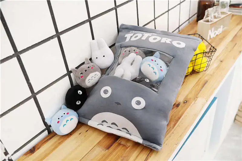 Bolsa de Totoro Grande Pudim Bolsa Totoro Travesseiro Boneca pp Algodão Macio Almofada Simulação Petiscos Inovadores um 8 Pçs 3 Cheap Almofadas de pelúcia