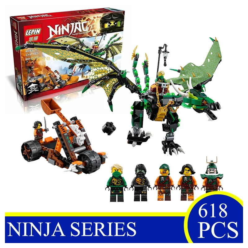 

2017 New 06036 618Pcs Ninja Lloyd The Green NRG Dragon Battle sky pirates Building Blocks Bricks Children Gifts 70593