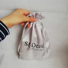 Satin Drawstring Bags 200pcs/lot Custom Your Shop LOGO Bag for Gifts Jewelry Wigs and High heels Packaging Comfortable Material