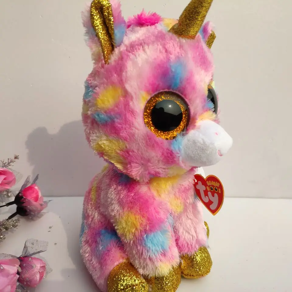 25CM FANTASIA UNICORN WITH TAG AND LABEL TY BEANIE BOOS Plush Toys Stuffed animals BABY TOYSKIDS TOYS children