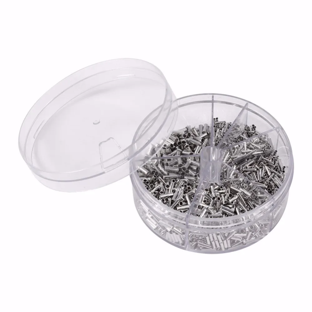 

1900pcs Non Insulated Electrical Crimp Cord Wire End Terminal 5 Models Bared Bootlace metal Ferrule Kit