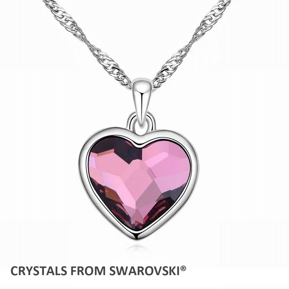 2015 New design! Cute heart pendant necklace With Crystals from