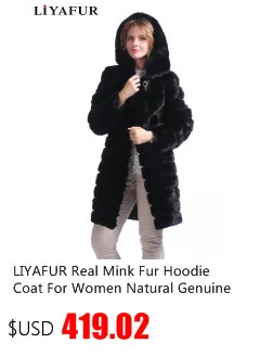 LIYAFUR реального норки Мех животных капюшон пальто для женщин натуральный русский с капюшоном пальто