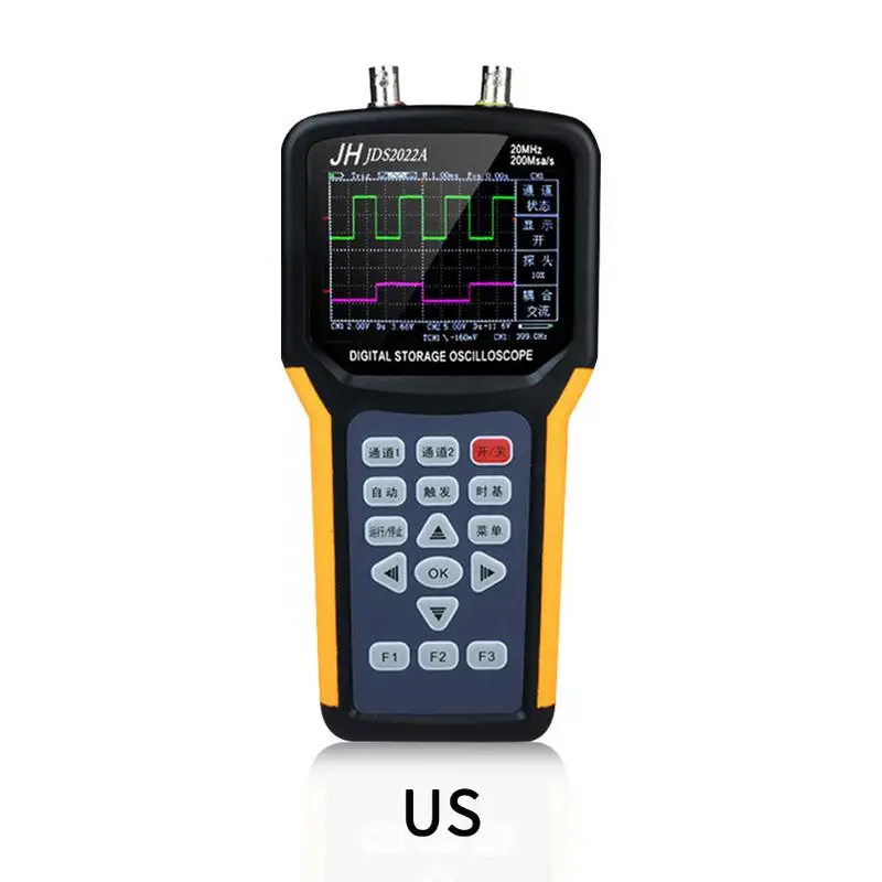 JDS2022A двухканальный портативный цифровой осциллограф 20 МГц полоса пропускания 200 MSA/s частота дискретизации, автомобильный осциллограф - Цвет: US
