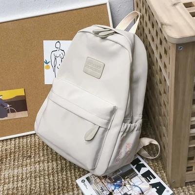 Розовый брендовый рюкзак высокого качества, водонепроницаемая нейлоновая сумка для отдыха или путешествий, однотонная посылка в японском стиле с китайскими персонажами - Цвет: Бежевый