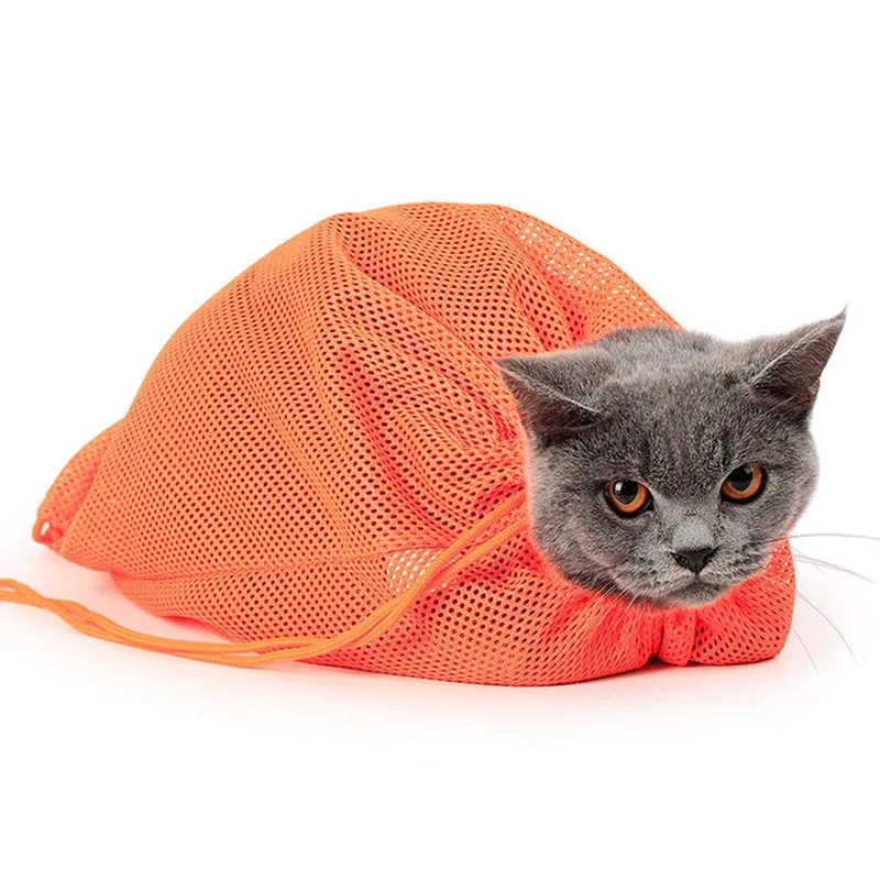 

Creative Life Adjustable Multifunctional Polyester Cat Washing Shower Mesh Bags Pet Nail Trimming Restraint Bag Cat Grooming Bag