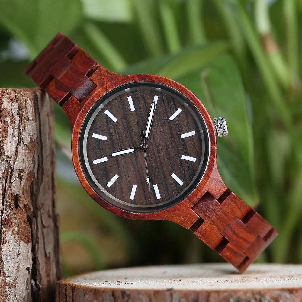 

Women Watches Elegant Bracelet Quartz Watch Nature Full Red Sandalwood Bamboo Clock For Female Famous Brand Watch Ladies Bangle