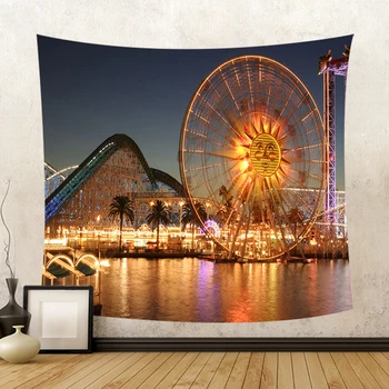 

Wholesale Aurora Beach Maple Sky Wall Handing Tapestry Sunrise Ferris Wheel Mat Living Room Outdoor Decor Beach Towel Yoga Mat
