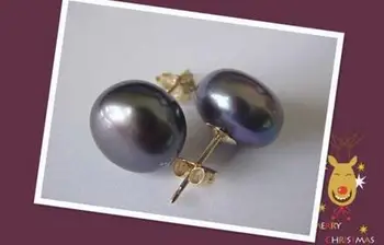 

Hot 10-11 mm Tahitian AAA Black Pearl 14k/20 SOLID GOLD