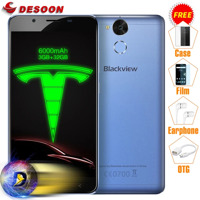 Original 6000mAh Blackview P2 lite 4G Mobile Phone Android 7.0 5.5" FHD MTK6753 Octa Core 3G+32G 13M Metal 9V2A Support 5G Wifi