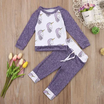 

Winter Warm Unicorn Newborn Toddler Baby Kids Girls Top Long Sleeve Cotton T-shirt+Long Pants Leggings Clothes Outfit Set
