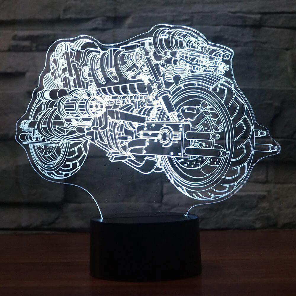 Крутая модель Botorcycle 3D ночник с сенсорным выключателем светодиодная 3D настольная лампа детское спальное атмосферное освещение домашний декор