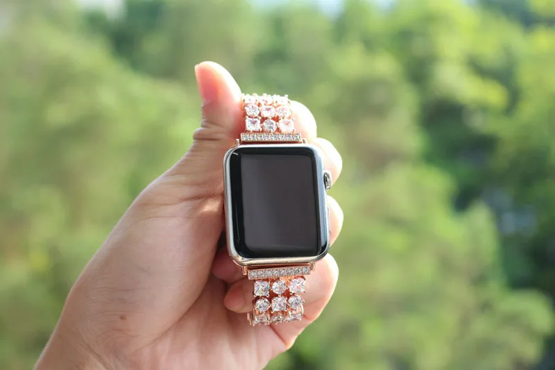 URVOI браслет из звеньев для apple watch 5 4 3 2 1 ремешок из нержавеющей стали для iWatch роскошный блестящий со стразами