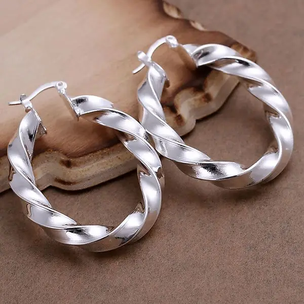 

Twisted Earrings Lovely Silver Plated Earrings For Women Wholesale Free Shipping Charm Christmas Gifts Fashion Jewelry E154