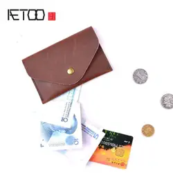 AETOO тонкий спилок кожаный карманный банковский чехол для кредитных карт тонкий кошелек для наличных карт мужской держатель для наличных