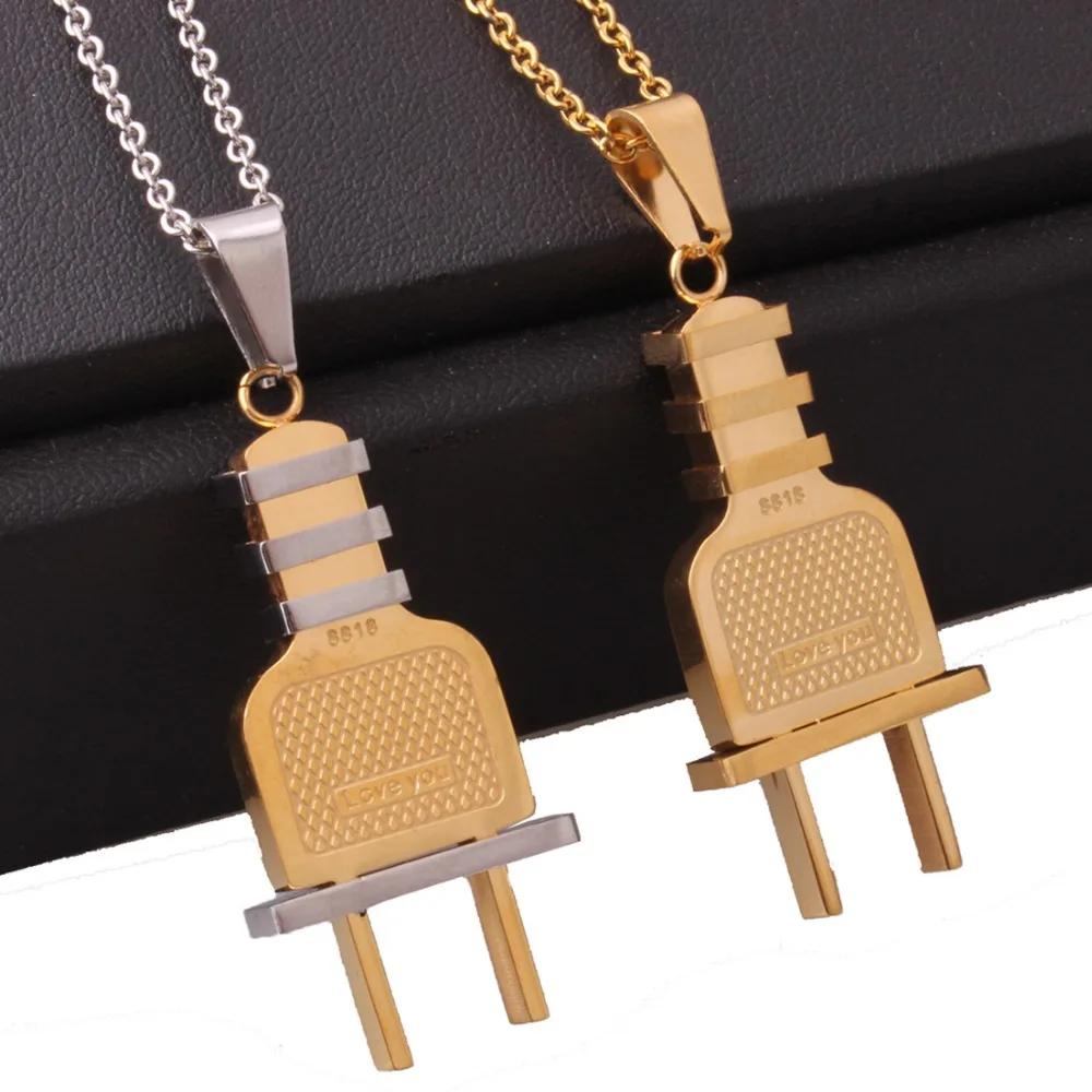 

Fashion 316L Stainless Steel Gold/Silver Gold Personality Plug Pendants Necklace Cross Chain Men's Boy's Jewelry Festival Gift
