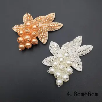 

20pcs/set sewig on patches for clothing leaves pearl beads patches badges DIY emblishment botones para la ropa