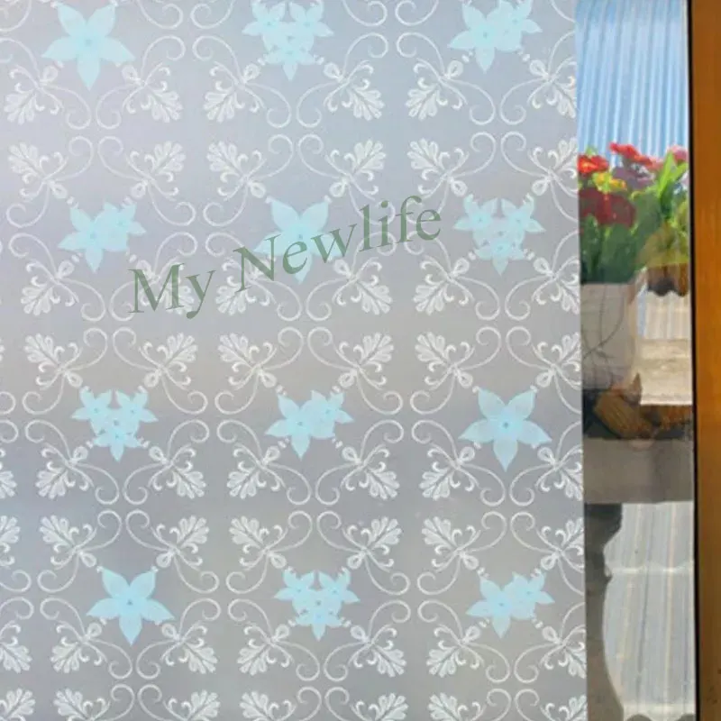 

Blue flower vine window Self-adhesive film waterproof glass sticker Home Decorative kitchen Glass film with glue 45/60*500cm