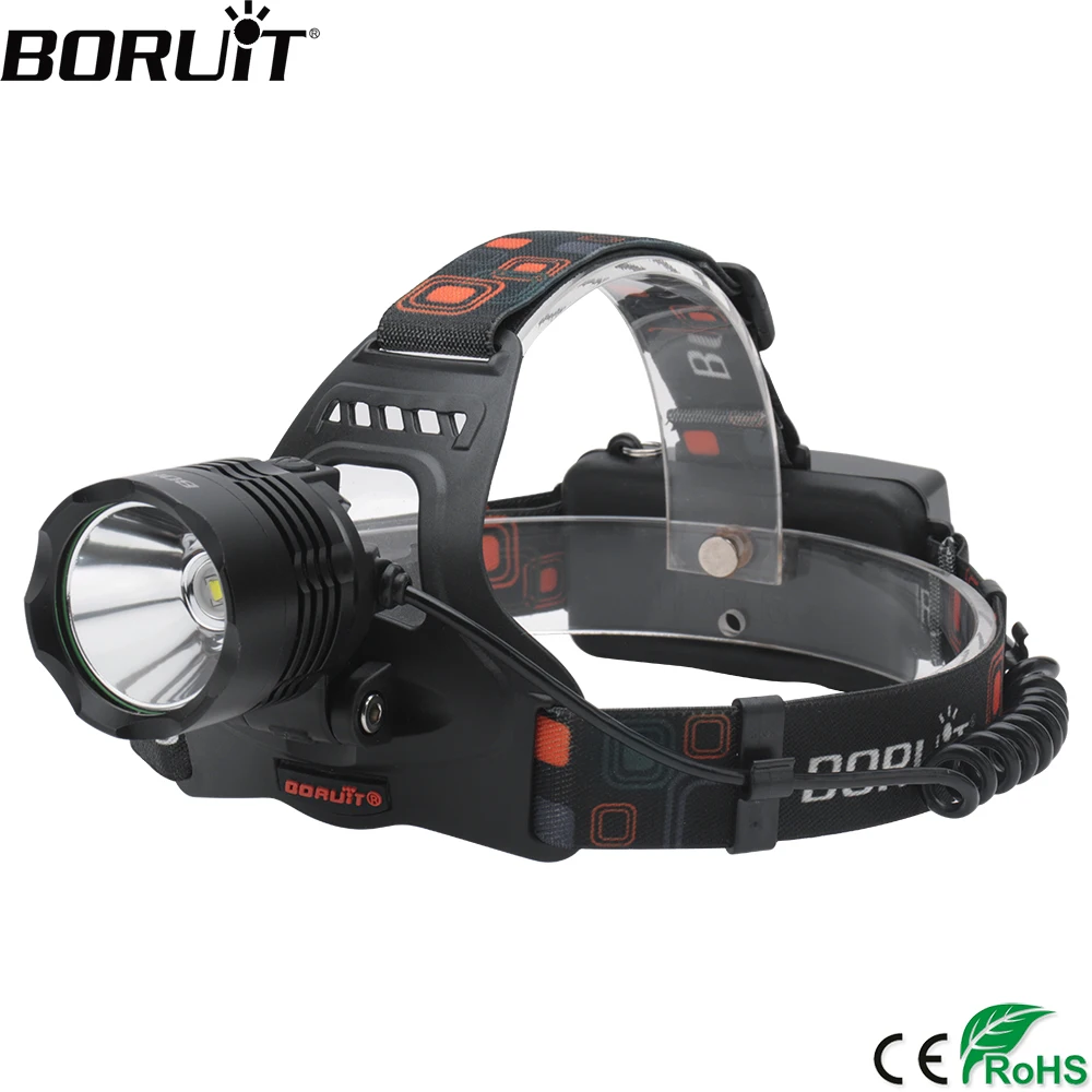 Best BORUiT RJ 2158 XM L2 LED Headlamp 5 Mode POWER BANK Headlight 3000lumens Head Torch Camping Hunting Flashlight by 18650 Battery