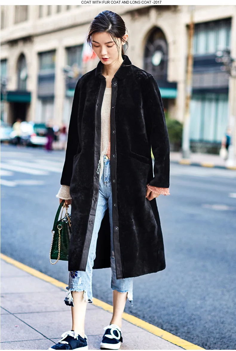 Clearance AYUNSUE Real Fur Coat Sheep Shearling Jacket Long Sheepskin Winter Jackets for Women 2019 Double-faced Natural Fur Coats WYQ2043 2