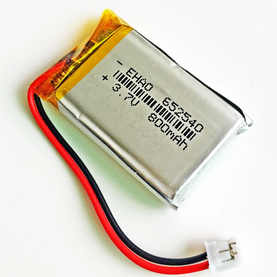 3.7V 800mAh JST PH 2.0mm 2pin 652540 Lithium Polymer Li Po