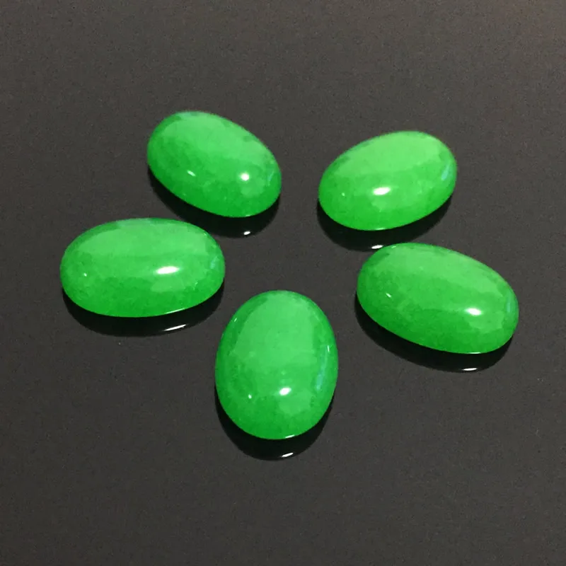 

10x14mm No Hole Beads Dyed Real Malaysia Jades Green Stone Cabochon Jewelry Accessories Beads DIY Handmade for Rings Pendants