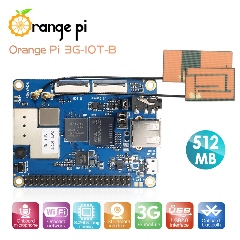 Оранжевый Pi 3G IOT B 512MB Cortex A7 4 Гб памяти на носителе EMMC Поддержка сим карту Bluetooth